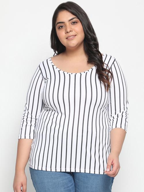 scoop neck striped plus top - 18443579 - Very Small Image - 1