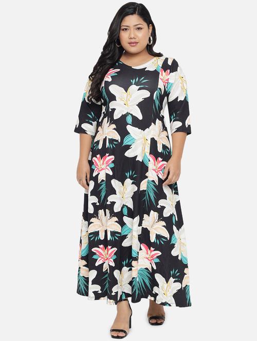 v-neck tropical maxi dress - 18443606 - Very Small Image - 1