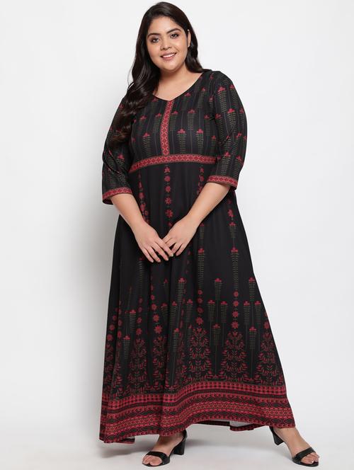 v-neck printed maxi dress - 18443620 - Very Small Image - 1