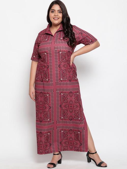 shirt collar printed maxi dress - 18443622 - Very Small Image - 1