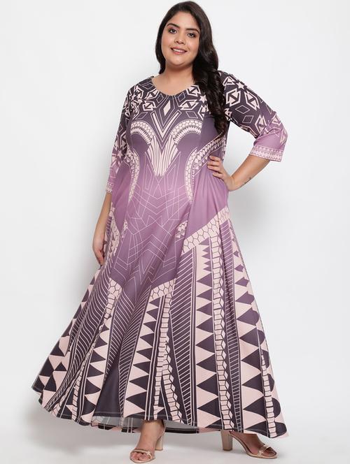 v-neck printed maxi dress - 18443623 - Very Small Image - 1