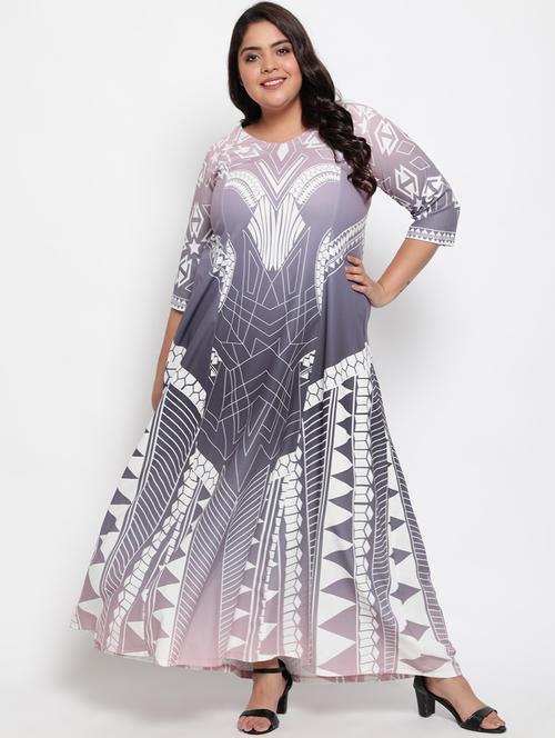 v-neck printed maxi dress - 18443625 - Very Small Image - 1