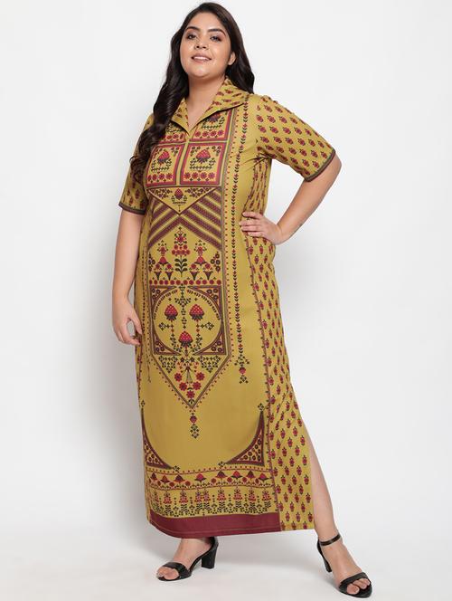shirt collar printed maxi dress - 18443626 - Very Small Image - 1
