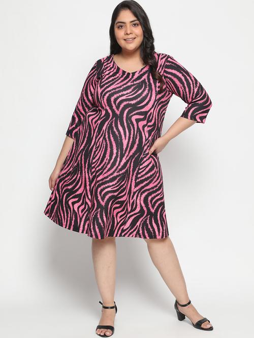 v-neck animal print a-line dress - 18443638 - Very Small Image - 1