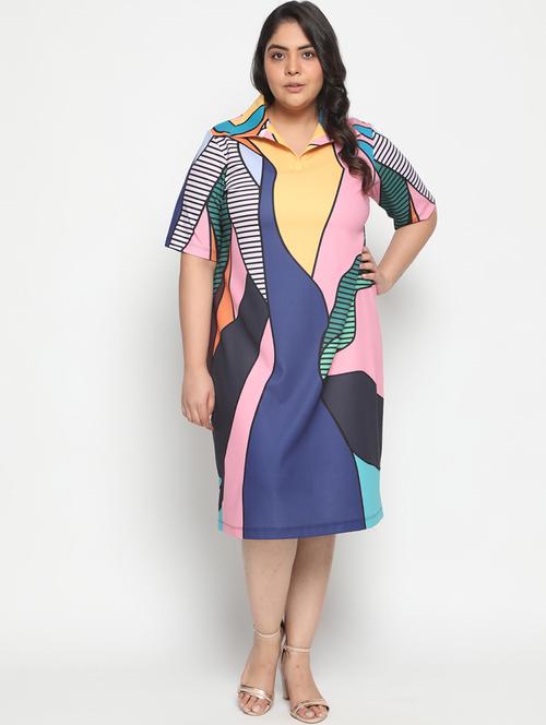 shirt collar abstract print shirt dress - 18443639 - Very Small Image - 1
