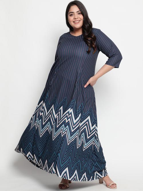 v-neck striped maxi dress - 18443645 - Very Small Image - 1