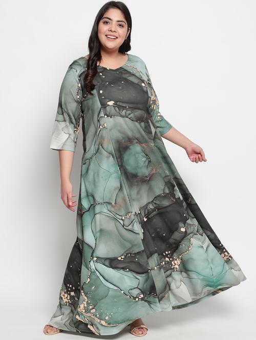 v-neck marble print maxi dress - 18443646 - Very Small Image - 1