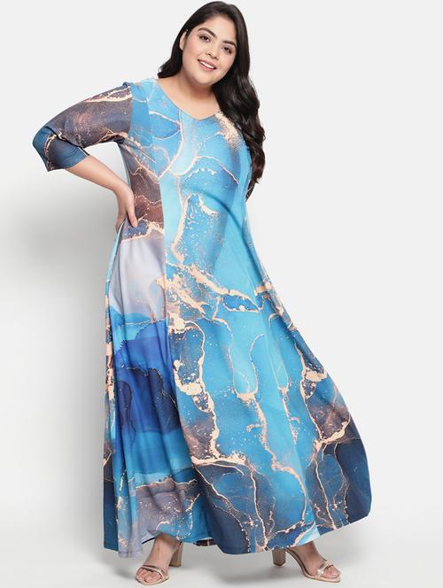 v-neck marble print maxi dress - 18443651 - Very Small Image - 1