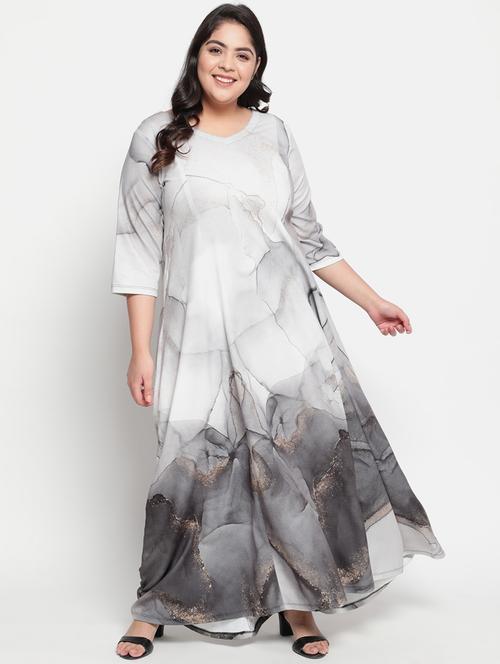 v-neck marble print maxi dress - 18443654 - Very Small Image - 1