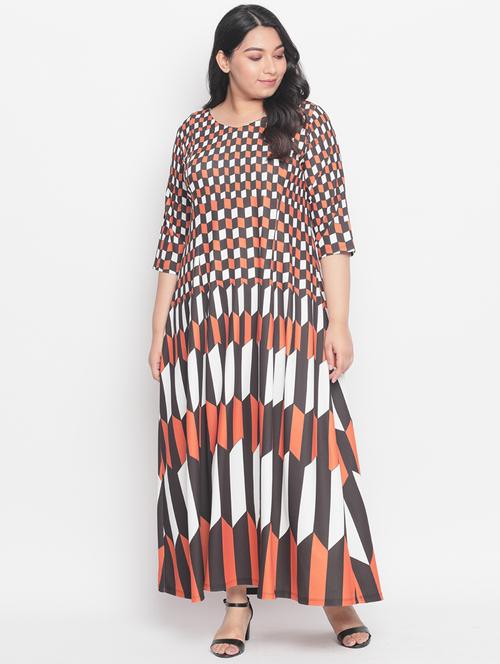 v-neck checkered maxi dress - 18443660 - Very Small Image - 1