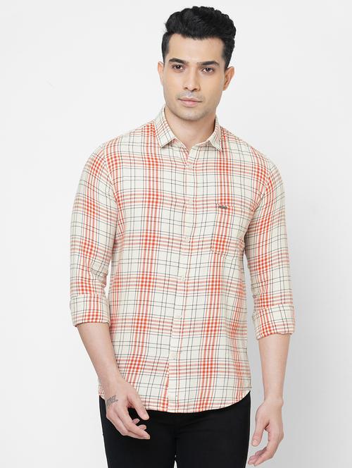 orange checkered casual shirt - 18443750 - Very Small Image - 1