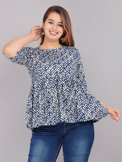 printed geometrical kurti - 18443790 - Very Small Image - 1
