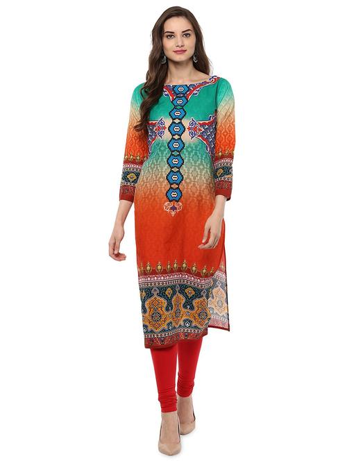 abstract printed straight kurta - 18443945 - Very Small Image - 1