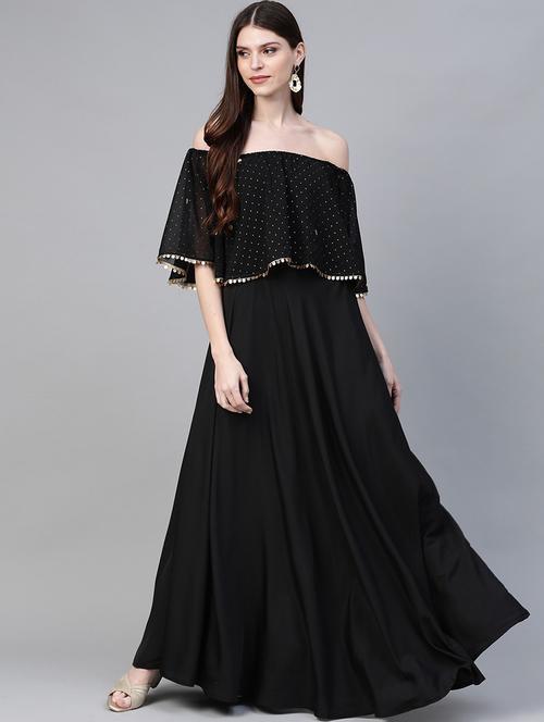 off shoulder printed gown dress - 18444021 - Very Small Image - 1