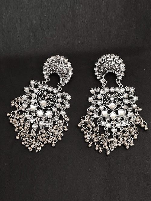 designer oxidised silver afghani dangle drop earring - 18444174 - Very Small Image - 1