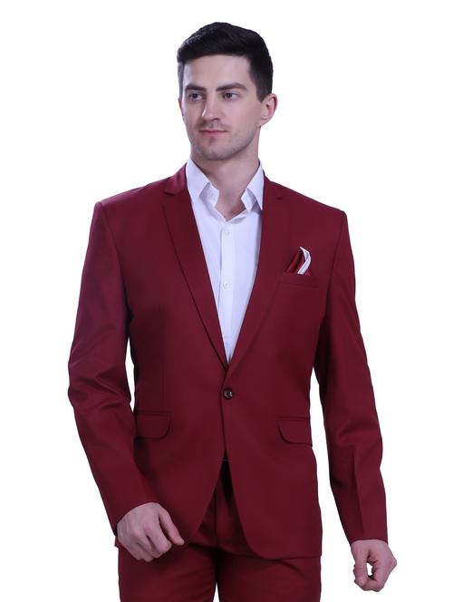 maroon solid single breasted formal blazer - 18444326 - Very Small Image - 1