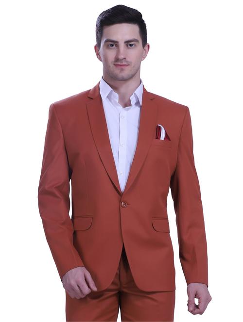 orange solid single breasted formal blazer - 18444334 - Very Small Image - 1