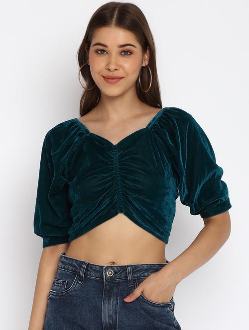 women's crop sweetheart neck top - 18444830 - Very Small Image - 1