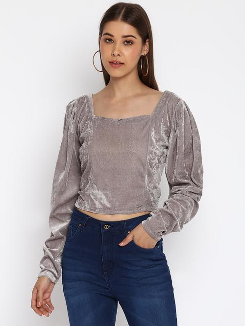 women's crop sweetheart neck top - 18444839 - Very Small Image - 1