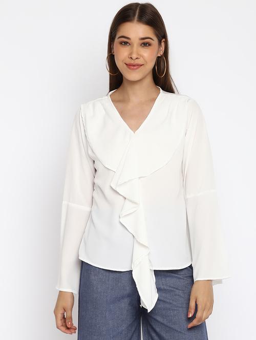 bell sleeved solid top - 18444883 - Very Small Image - 1