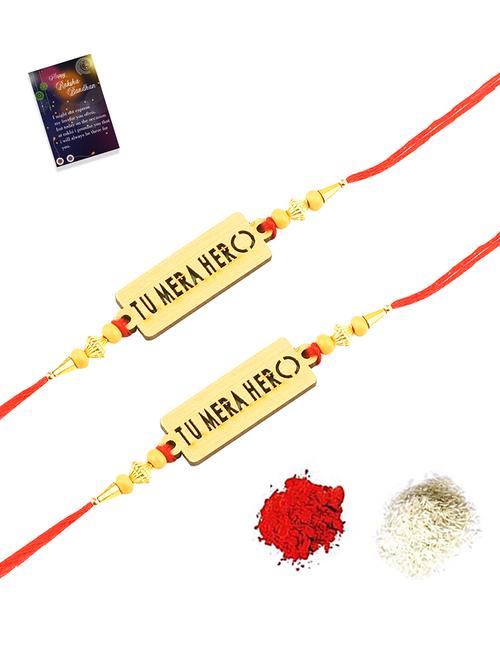 stylish bhaiya rakhi with roli chawal with and 1 greeting card - 18444970 - Very Small Image - 1