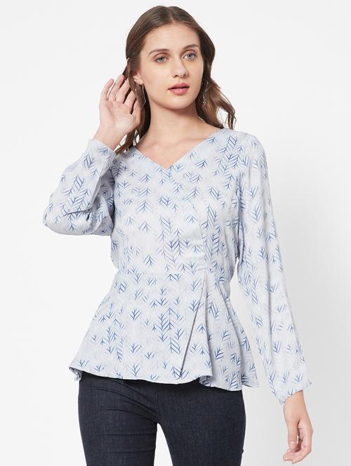 v-neck printed a-line top - 18445153 - Very Small Image - 1