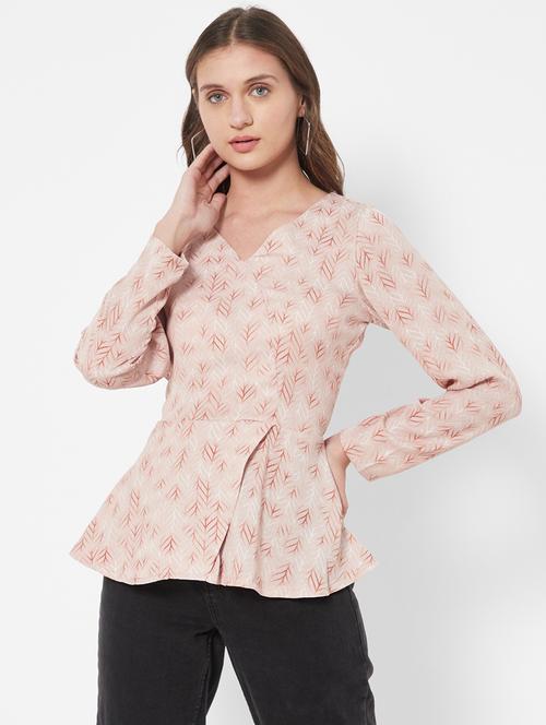 v-neck printed a-line regular top - 18445154 - Very Small Image - 1