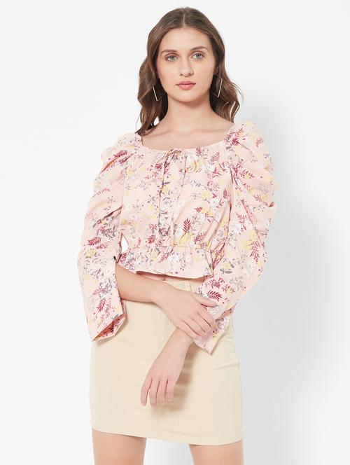 key hole neck floral crop top - 18445169 - Very Small Image - 1