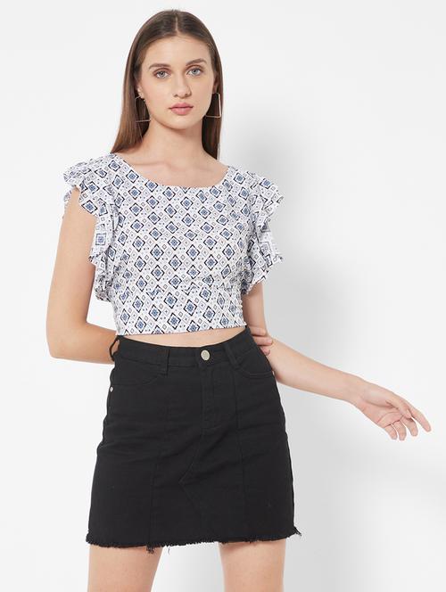 round neck printed crop top - 18445187 - Very Small Image - 1