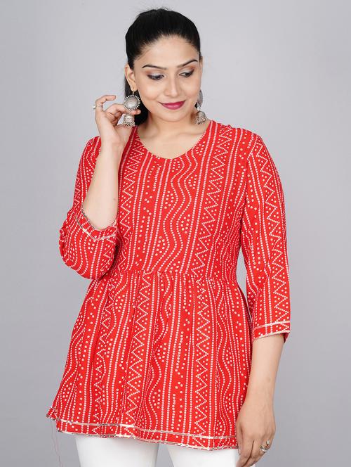printed flared kurti - 18445292 - Very Small Image - 1