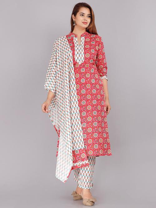 floral printed kurta pant set with dupatta - 18445371 - Very Small Image - 1