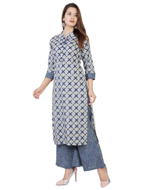 printed kurta palazzo set - 18445379 - Very Small Image - 1