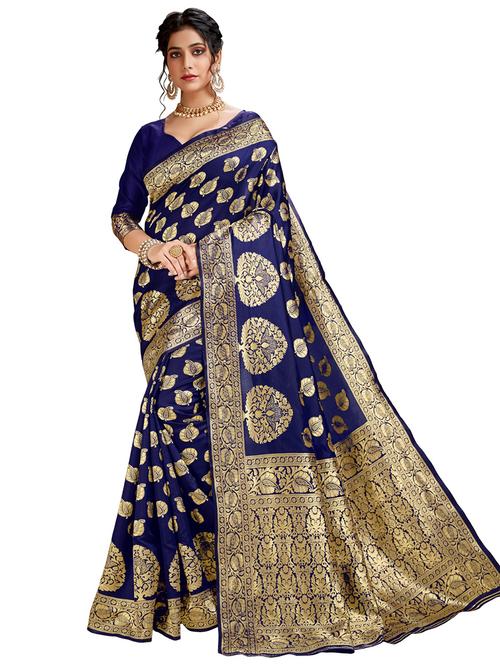 jacquard work banarasi saree with blouse - 18445461 - Very Small Image - 1