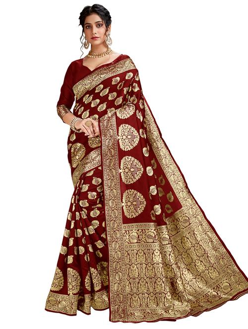 jacquard work banarasi saree with blouse - 18445462 - Very Small Image - 1