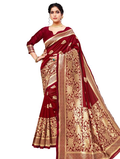 jacquard work banarasi saree with blouse - 18445467 - Very Small Image - 1