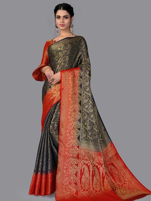 zari work banarasi saree with blouse - 18445654 - Very Small Image - 1