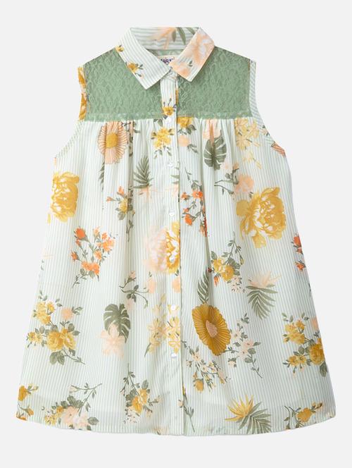 girls white tropical print sleeveless frock - 18446456 - Very Small Image - 1