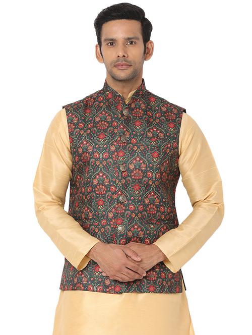 green printed nehru jacket - 18446482 - Very Small Image - 1