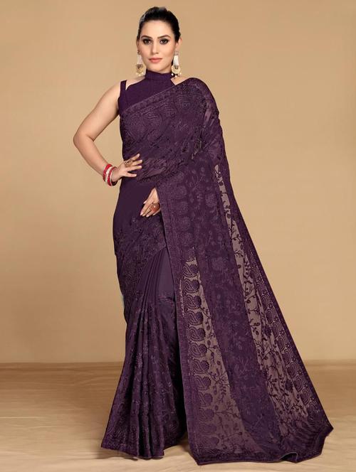tonal embroidered saree with blouse - 18446546 - Very Small Image - 1