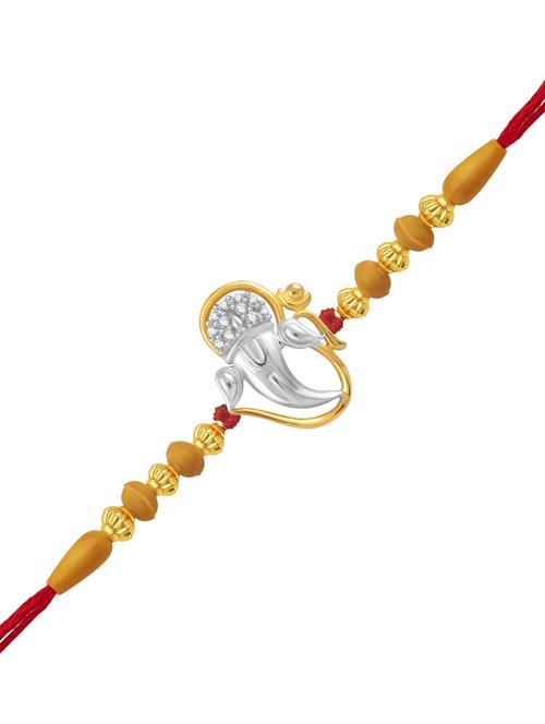 gold cotton bracelet rakhi - 18446566 - Very Small Image - 1