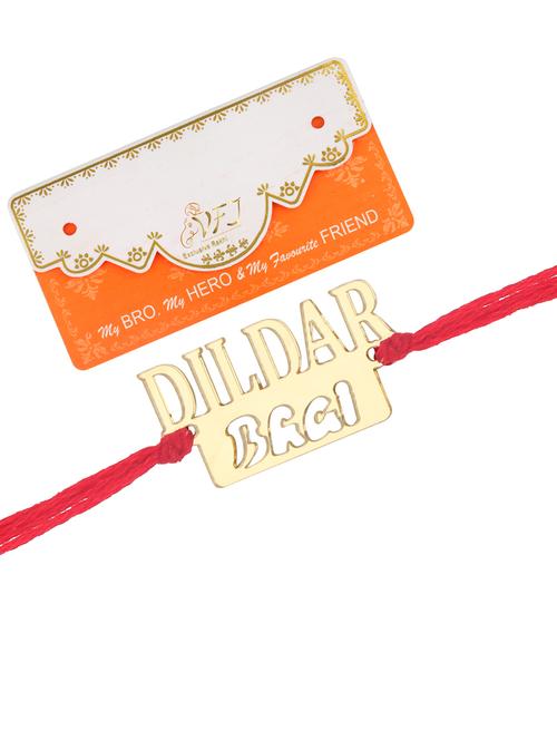gold plated dildar bhai thread rakhi - 18446624 - Very Small Image - 1