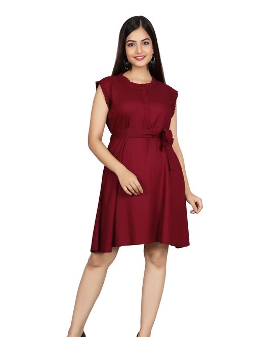 round neck solid a-line dress - 18446757 - Very Small Image - 1