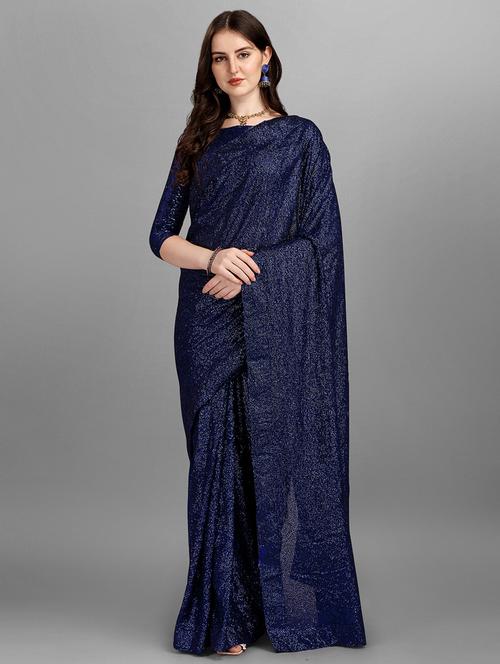 navy blue solid saree with blouse - 18446777 - Very Small Image - 1