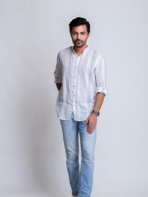 mens stripes casual shirt - 18447051 - Very Small Image - 1