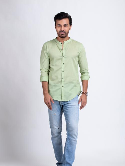 unnatish pure cotton mandarin collar green - 18447057 - Very Small Image - 1