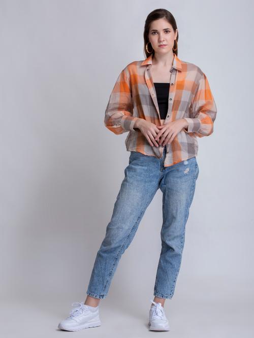 unnatish pure cotton sheer fabic orange - 18447063 - Very Small Image - 1
