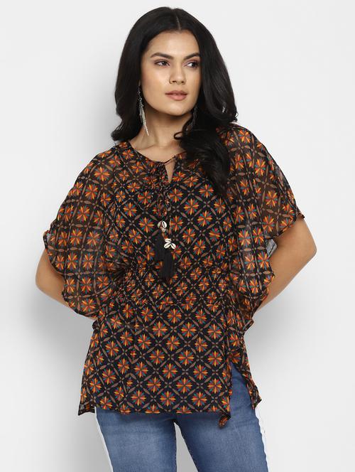 kimono sleeved printed regular top - 18447172 - Very Small Image - 1