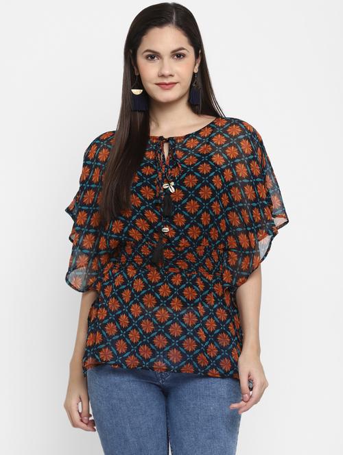 kimono sleeved printed regular top - 18447173 - Very Small Image - 1