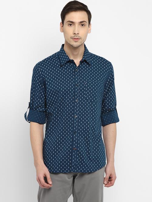 teal printed casual shirt - 18447211 - Very Small Image - 1
