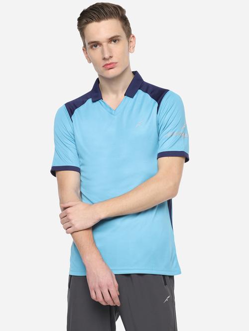 light-blue color-blocked polo t-shirt - 18447234 - Very Small Image - 1